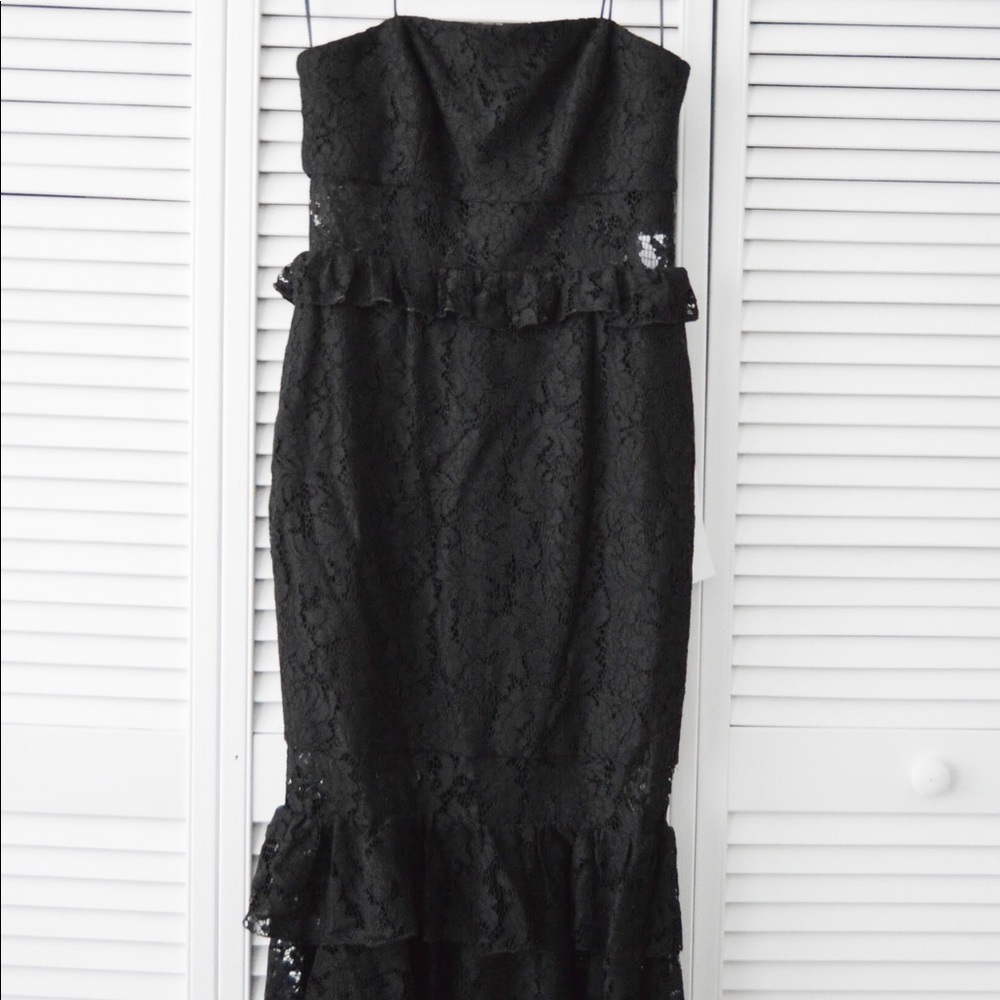 Jay Godfrey Black Ruffle Midi Dress